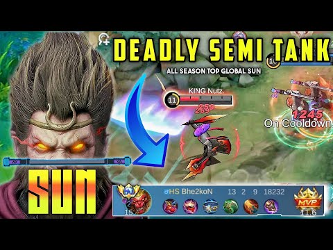 MVP SUN TOP GLOBAL ALL SEASON! SEMI TANK HACK DAMAGE! BEST SUN TANK BUILD!#topbuild #sun #topsun