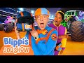 Blippi S Job Show Monster Truck Challenge Can They Jump The Ball Pit Blippi S Job Show
