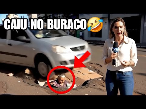 COMPILATION: AI OF ELDERLY PEOPLE FALLING INTO HOLES 🤣 | AI-POWERED NEWS REPORTS (Veo3)