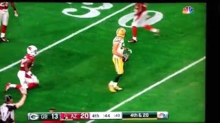 Aaron Rogers Hail Mary #1, 4th &amp; 20 from own endzone. 61 yards. From NFC Divisionals. 1/16/16