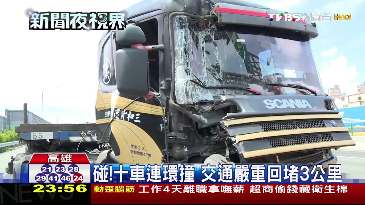 車禍瞬間!國道十車連環撞2傷 回堵3公里