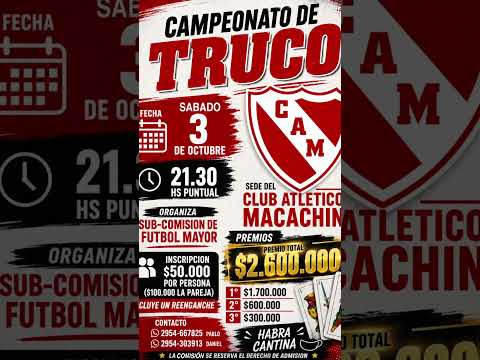 Sábado 03/10/26. 21 hs. Macachin, Prov. de La Pampa. #locosxeltruco #truco #trucoargentino