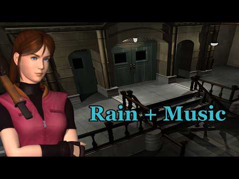 Resident Evil 2 RPD Main Hall with Music & Rain Outside