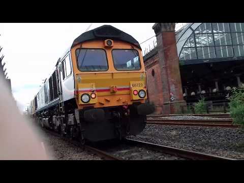 GBRf 66722 & 66723  0N96 arrive Darlington  11/6/17