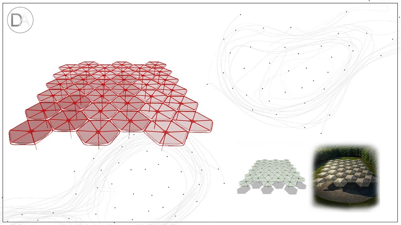 Hexagonal Grid of Operable Canopy Structures Grasshopper tutorial