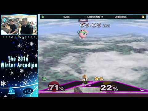 Winter 2016 Melee Arcadian Losers Finals - CL|Bin (Jigglypuff) vs ZIP|Yeeman (Fox)