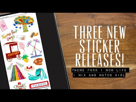 New digital planning stickers 🎉 Theme park stickers, mom life stickers and a new style sticker!! 🤩
