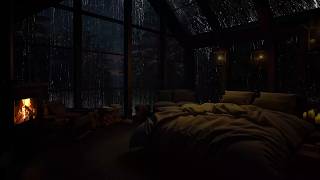 Durma Melhor Esta Noite | Sótão Aconchegante com Lareira e Chuva na Floresta Tropical