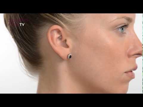 Sapphire 6mm x 4mm And Diamond 18K White Gold Earrings - FEG27 UY