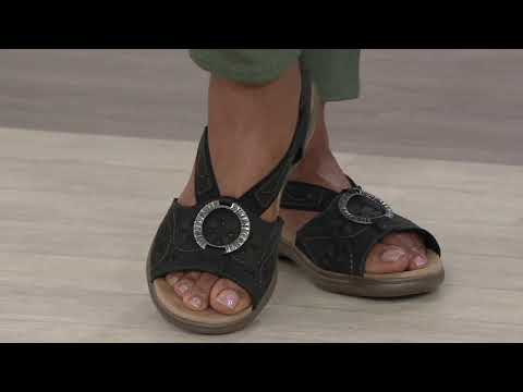 Earth Origins Leather Sandals with Metal Detailing - Stella Sabrina on QVC