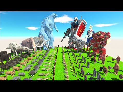 Ice Age War - Team Ice Godzilla + Wolly Mammoth VS Team Weapon Gundam RX-78 + Zone Fighter