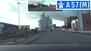 preview picture of video 'A57(M) - Mancunian Way - Front View With Rearview Mirror'