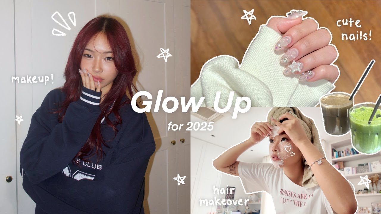 GLOW UP for 2025 vlog 🍒: Eyelash extensions, hair makeover, makeup, cute nails etc.