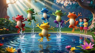 🌟 Five Little Frogs Jumping at the Pool – Catchy Nursery Rhyme for Kids! 🐸🎶