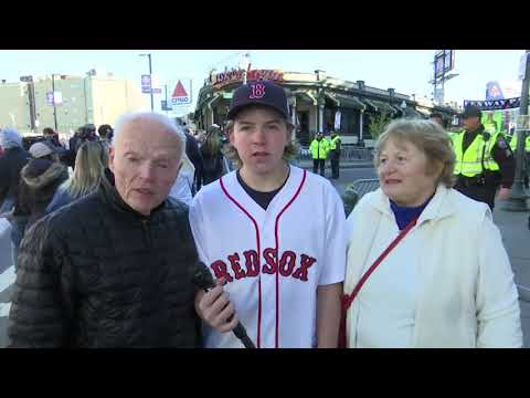 Hundreds of thousands of fans packed major streets in Boston to watch the Red Sox parade their latest Word Series championship trophy (Oct. 31)