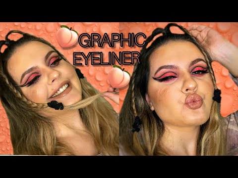 GRAPHIC EYELINER MAKEUP TUTORIAL 🍑*nude peach*🍑