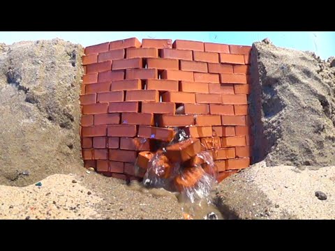 New Mini Brick Dam Failure - Mini Construction Disaster - Dam Breach Experiment
