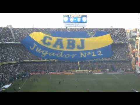 Boca Juniors flag unfurls at La Bombonera