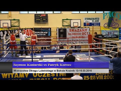 Mistrzostwa Okregu Lubelskiego w Boksie Krasnik 13 15 03 2015 Szymon Kosiarski vs Patryk Korzec