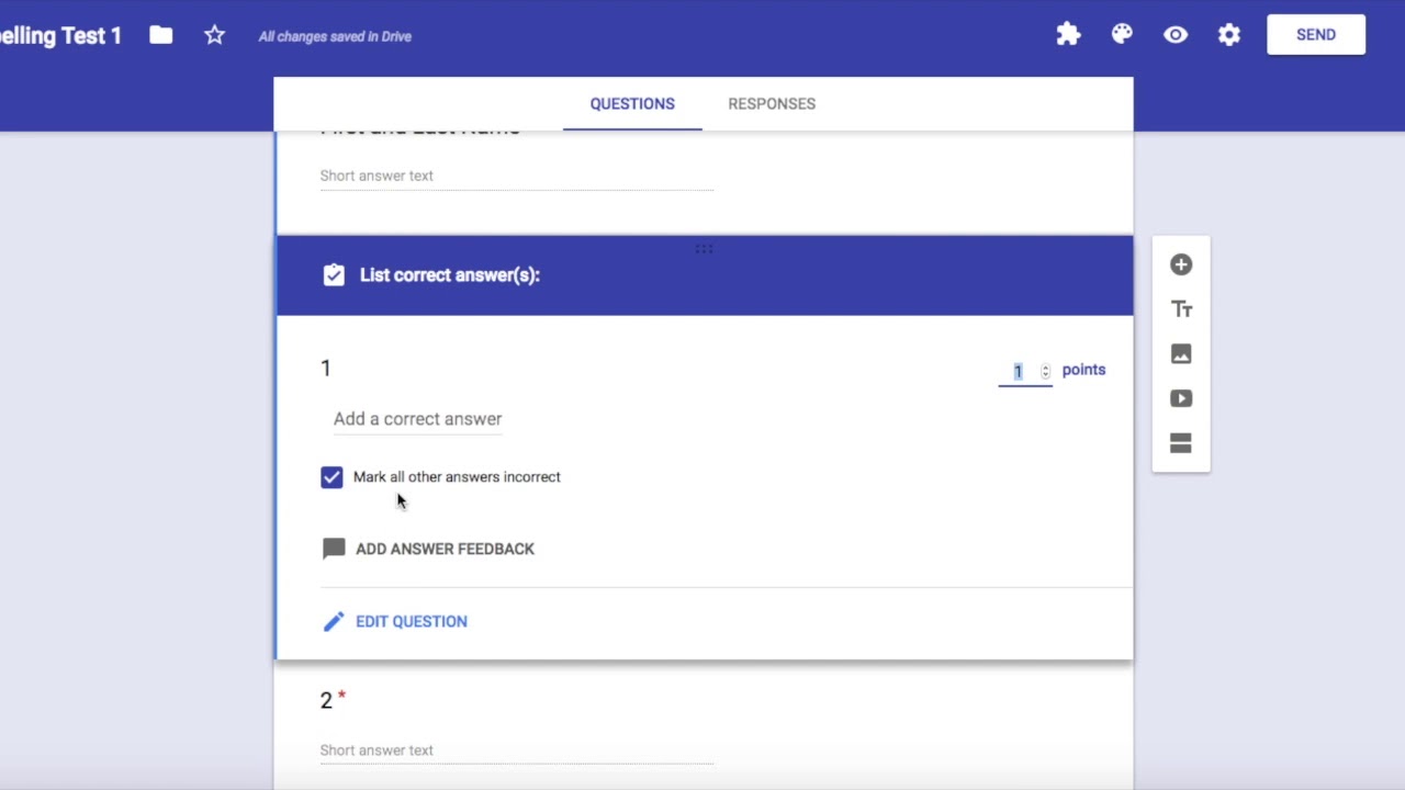 Spelling Tests with Google Forms