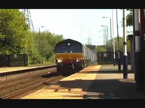Class 66 Double Headed Daventry to Mossend Tesco Train diverted through Blaydon 25th May 2013