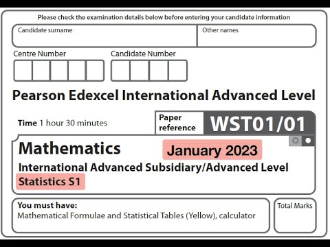 Edexcel IAL Maths - S1 - January 2023