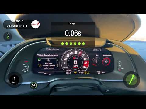 Audi R8 V10 5.2FSI GPF 570HP 0-100km/h Dragy acceleration testing