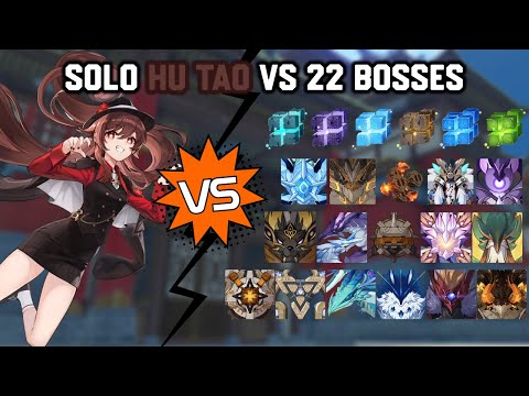 Solo C0R1 Hu Tao vs 22 Bosses Without Food Buff | Genshin Impact