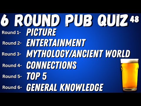 Virtual Pub Quiz 6 Rounds: Picture, Entertainment, Mythology/Ancient World & General Knowledge No48