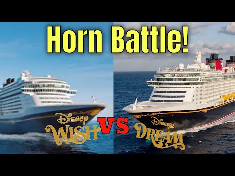 First EVER Horn Battle Between Disney Wish and Dream Ships @ Castaway Cay!