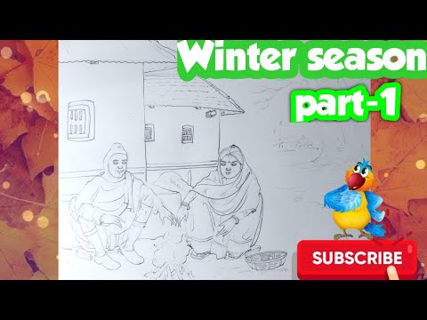 Easy winter season subject drawing in watercolor draw with Pranil