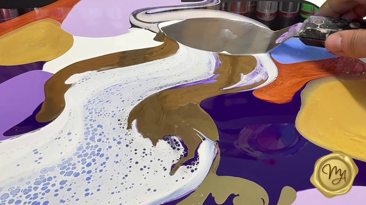 My BIGGEST Acrylic Pour Ever🤩💜 Purple Dreams 💜 Fantasy Swipe Fluid Art by MarjoleinART ✨