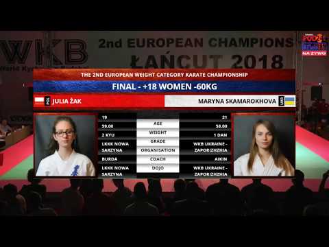 Julia Żak(Poland, aka) - Maryna Skamarokhova(Ukraine, shiro). Final -60kg Women. The 2nd EC WKB
