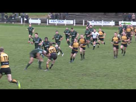 WIAAN GRIEBENOW (HAWICK) HIT ON CURRIE PLAYER FRASER SAYERS IN RUGBY PREMIERSHIP MATCH