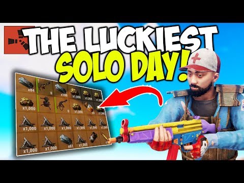The Luckiest Solo Day! *Insane Airdrop Fight Loot!* - Rust Solo Survival