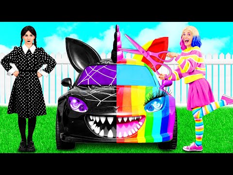 Rainbow Car vs Black Car Challenge | Crazy Prank Ideas by 4Teen Challenge