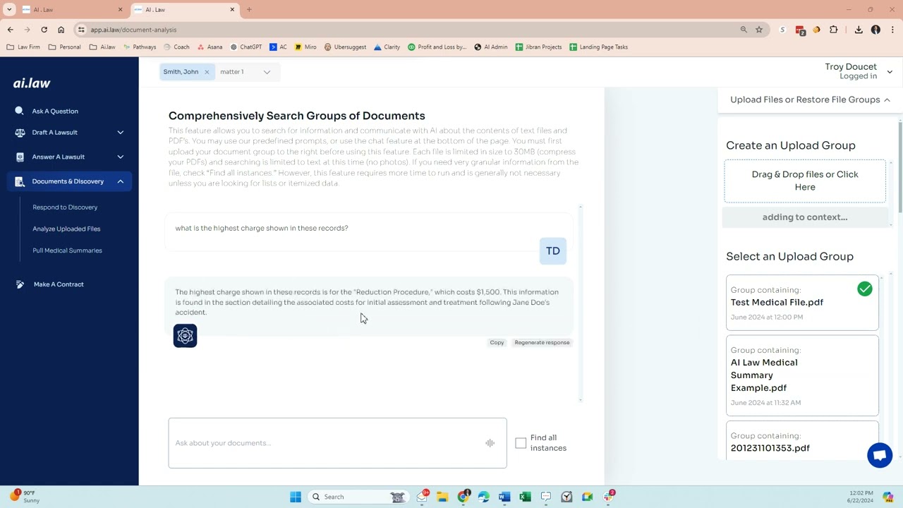 Analyze and Chat with Uploaded Legal Document Sets - AI Law is Here to Make Your Life Easier!