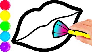 Glitter Toy Lips with Makeup Set coloring and drawing for Kids, Toddlers Кис Кис