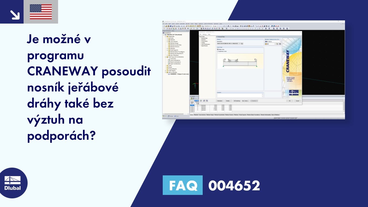 [EN] FAQ 004652 | Je možné v programu CRANEWAY posoudit nosník jeřábové dráhy také bez výztuh na podporách?