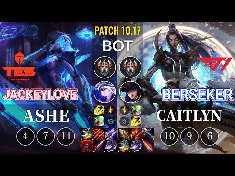 TES JackeyLove Ashe vs T1 Berseker Caitlyn Bot - KR Patch 10.17