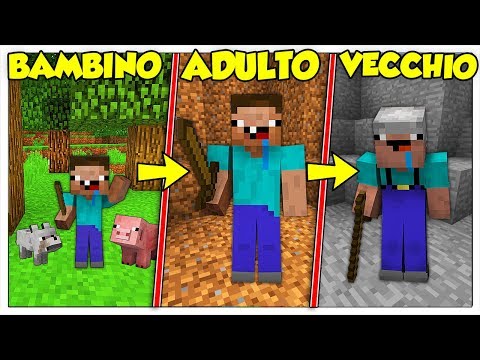 Noob's Life from Child to Old Man! - Minecraft ITA