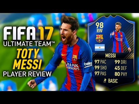 FIFA 17 TEAM OF THE YEAR MESSI (98) *TOTY* PLAYER REVIEW! FIFA 17 ULTIMATE TEAM!