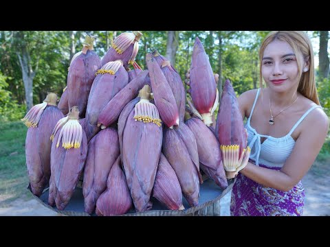 Flower banana salad with peanut cook recipe and eat - Amazing cooking