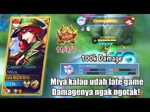 NGERI 100K DAMAGE MIYA LATE GAME SAKIT BANGET - MUSUH AUTO KENA MENTAL! TOP GLOBAL MIYA - MLBB