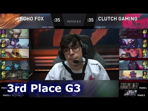 Echo Fox vs Clutch Gaming | Game 3 3rd Place S8 NA LCS Spring 2018 | FOX vs CG G3