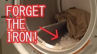 Forget the Ironing! Throw ICE CUBES in your Dryer! (Lifehack Tip in a Minute) 2021 Video
