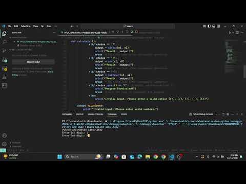 Arithmetic Operator Calculator Python Project