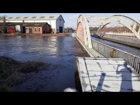 Storm Caira and River Calder in Flood at Stanley Ferry
