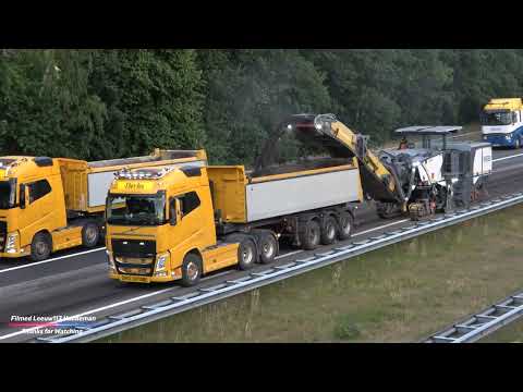 Frezen Groot Onderhoud aan de A50 - frezen met 2x Freesmachines | asphalt Milling, A50 Highway 🚧