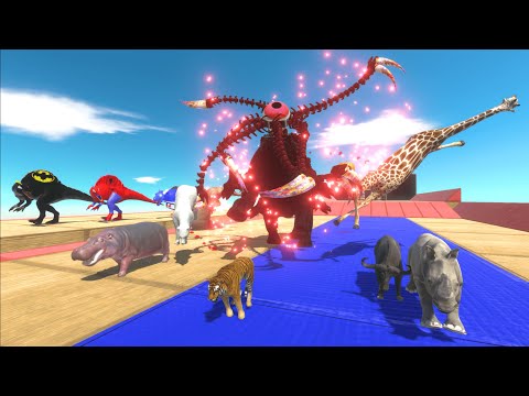 Escape from Deadly Spinning Scythes Alien⚡vs Super Hero Dinosaurs -Animal Revolt Battle Simulator